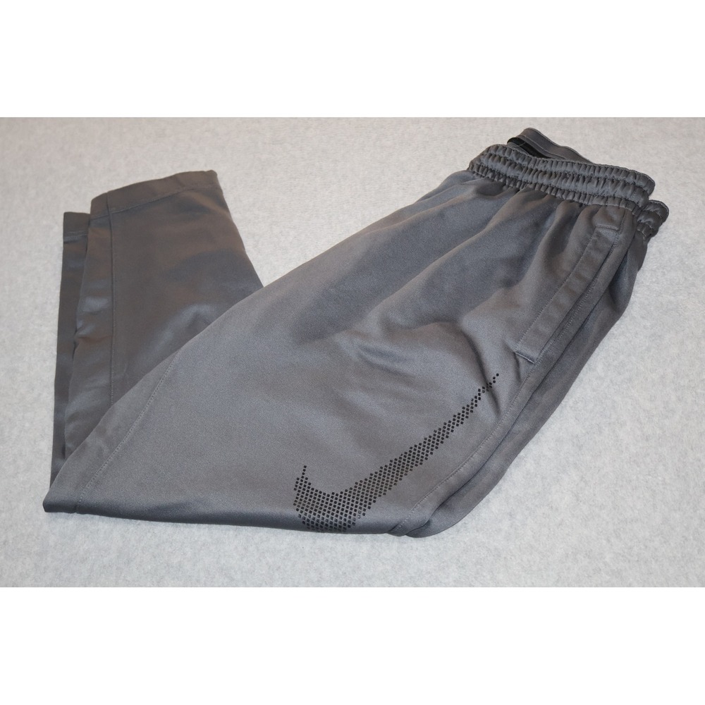 Nike Dri-FIT Training Pants Mens XL Gray Graphic Swoosh Tapered Zipper Pocket